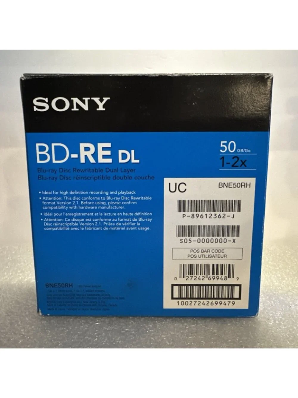 5 PACK SONY BD-RE DL Blu-ray Disc Rewritable Dual-Layer 50GB 1-2x Full HD 1080
